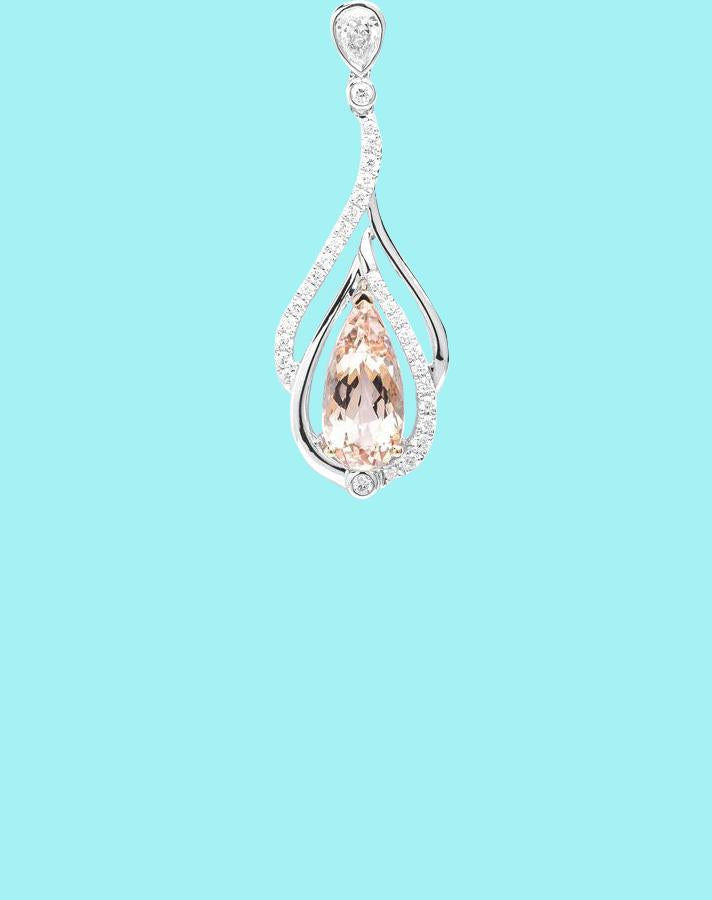 PEAR PINK PRINCESS BRIDE DIAMONDS NECKLACE
