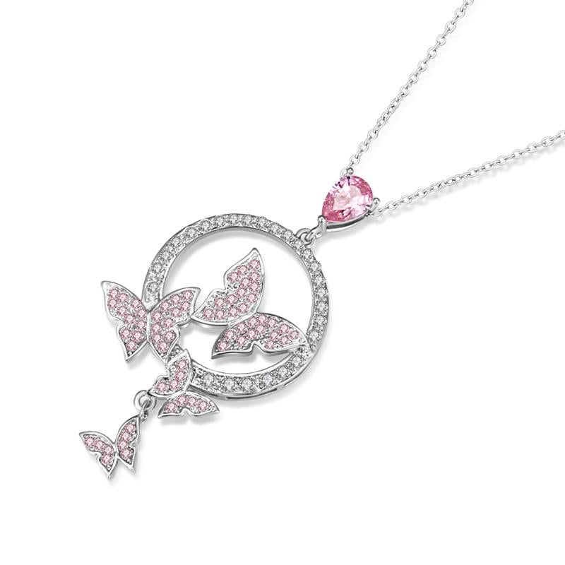 Pink Butterfly Necklace For Women
