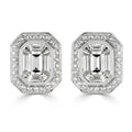 Emerald shape White Diamond Earrings