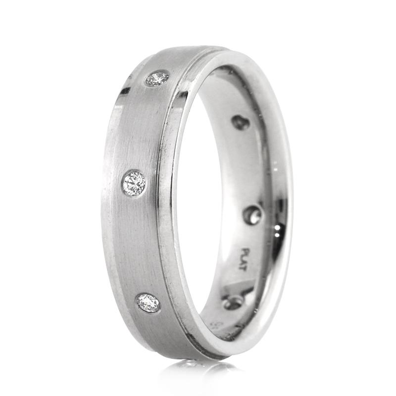 Round Brilliant Cut Diamond Mens Wedding Band