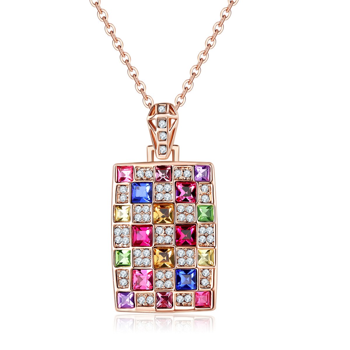 Colored Square Diamond  Vintage Pendant