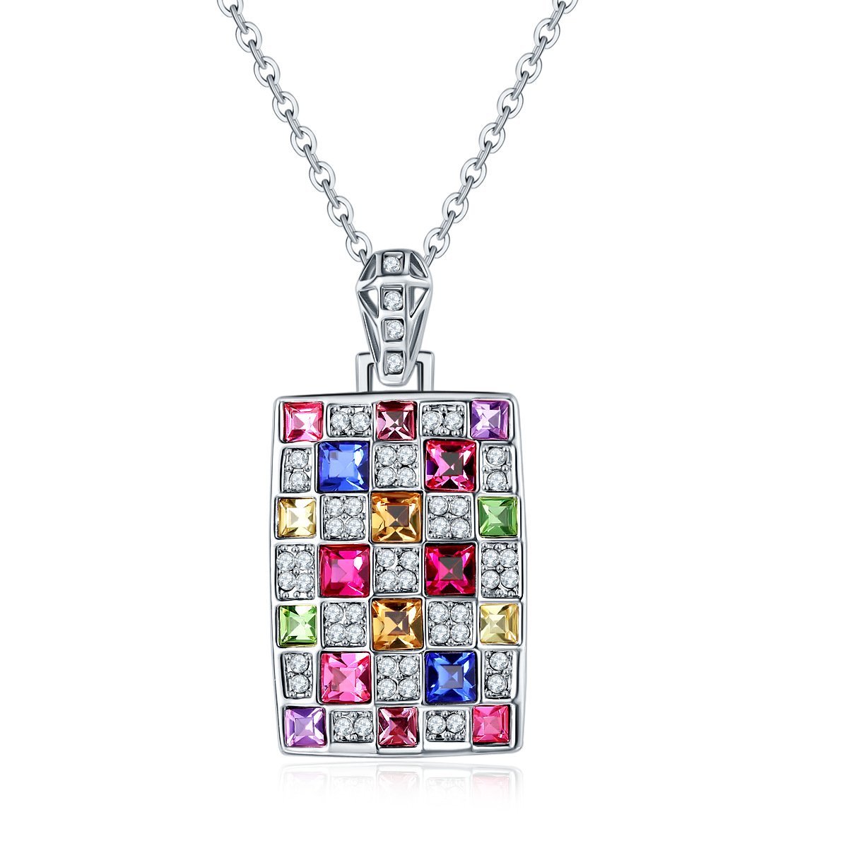 Colored Square Diamond  Vintage Pendant