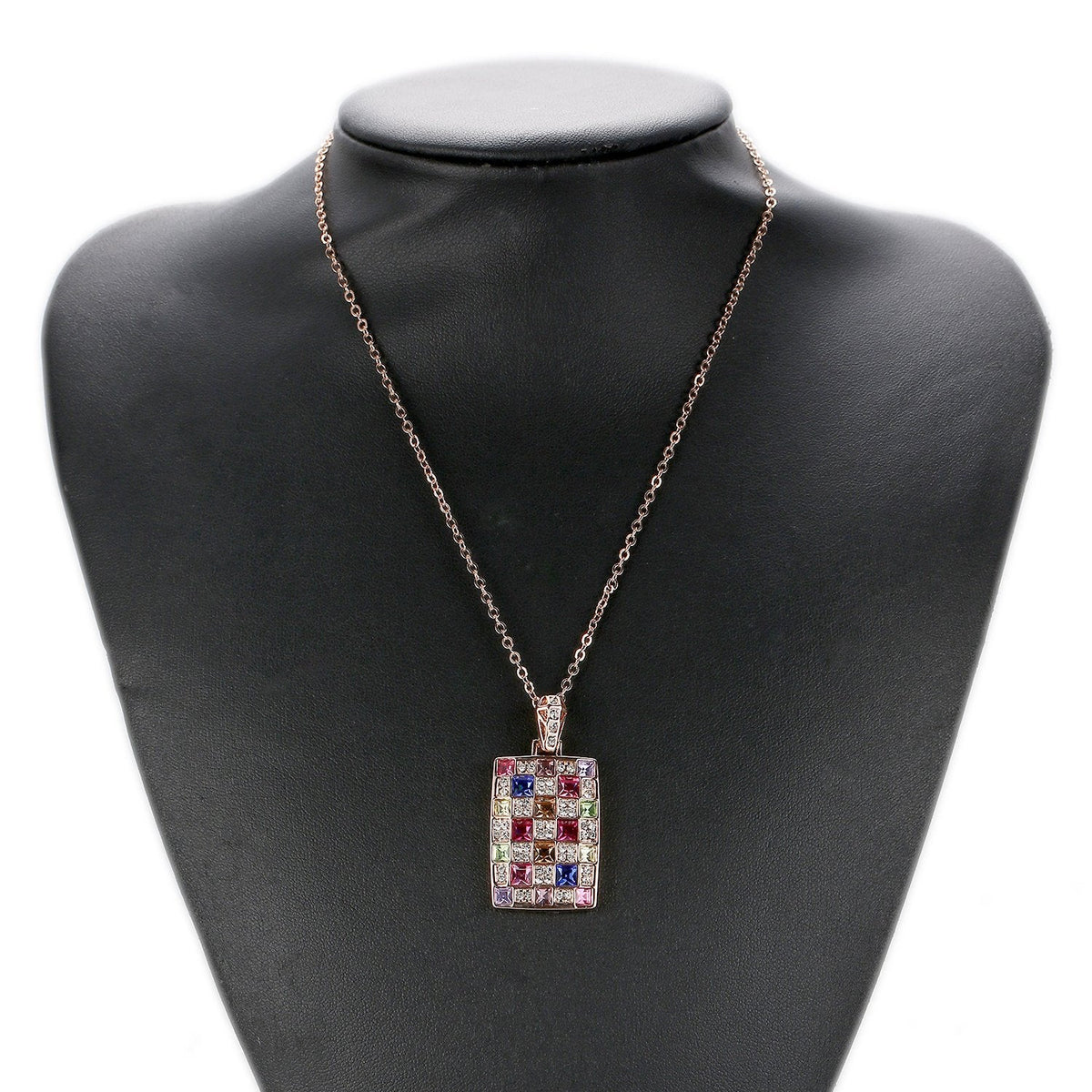 Colored Square Diamond  Vintage Pendant