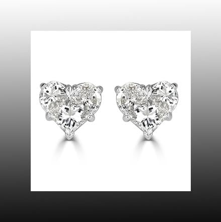 Heart Shaped Diamond Stud Earrings