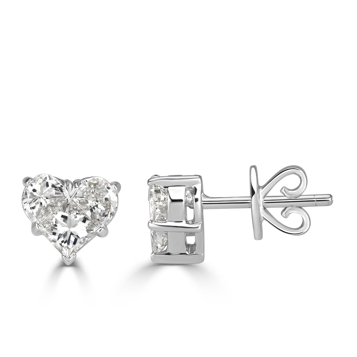 Heart Shaped Diamond Stud Earrings