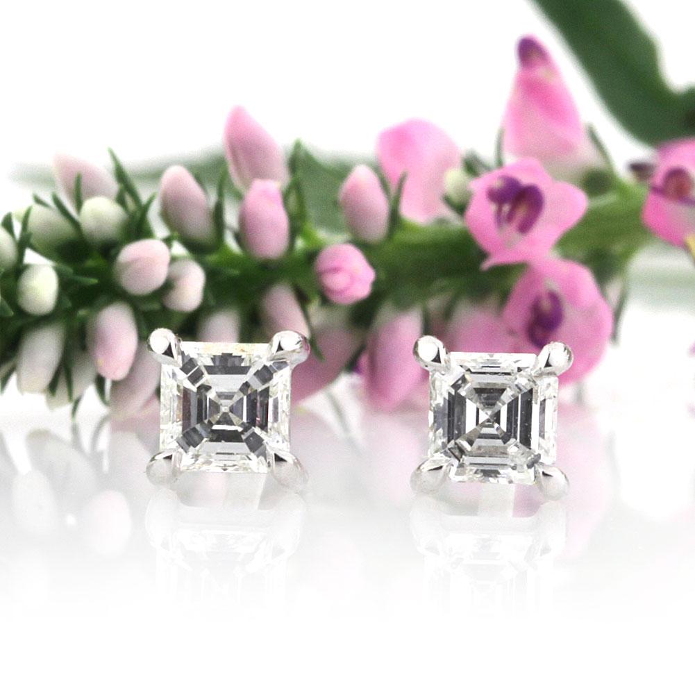 Asscher Cut Diamond Stud Earrings