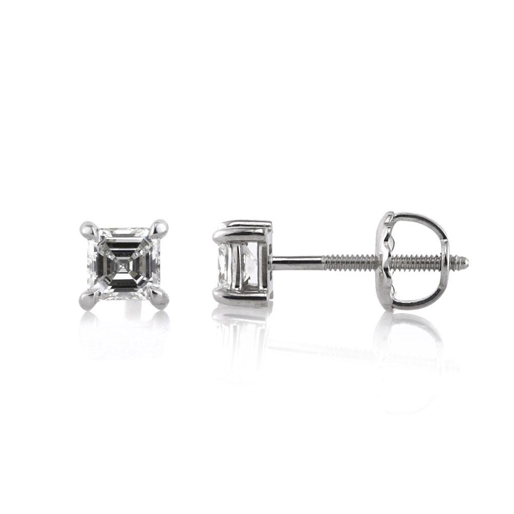 Asscher Cut Diamond Stud Earrings