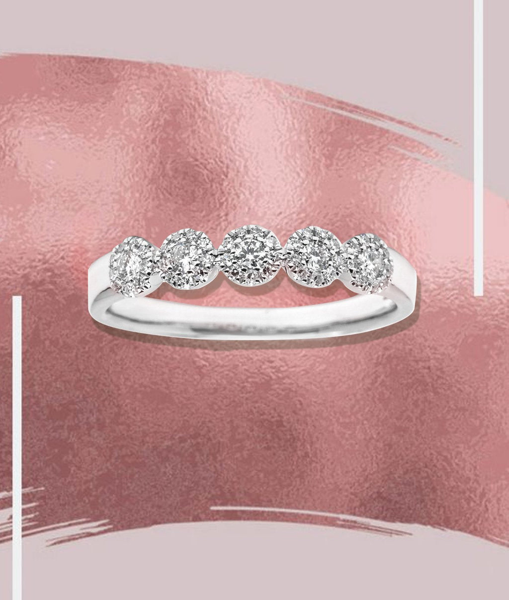 PETITE ALEXIS 5-STONE HALO RING