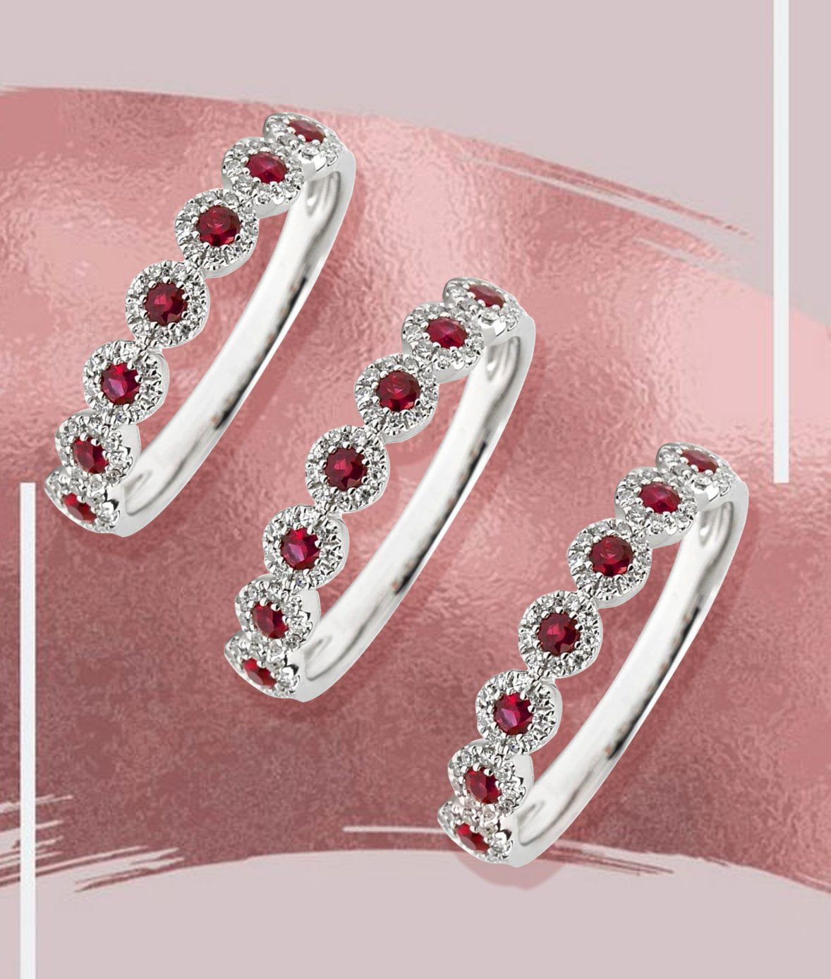 PETITE ALEXIS 7-STONE RUBY HALO RING