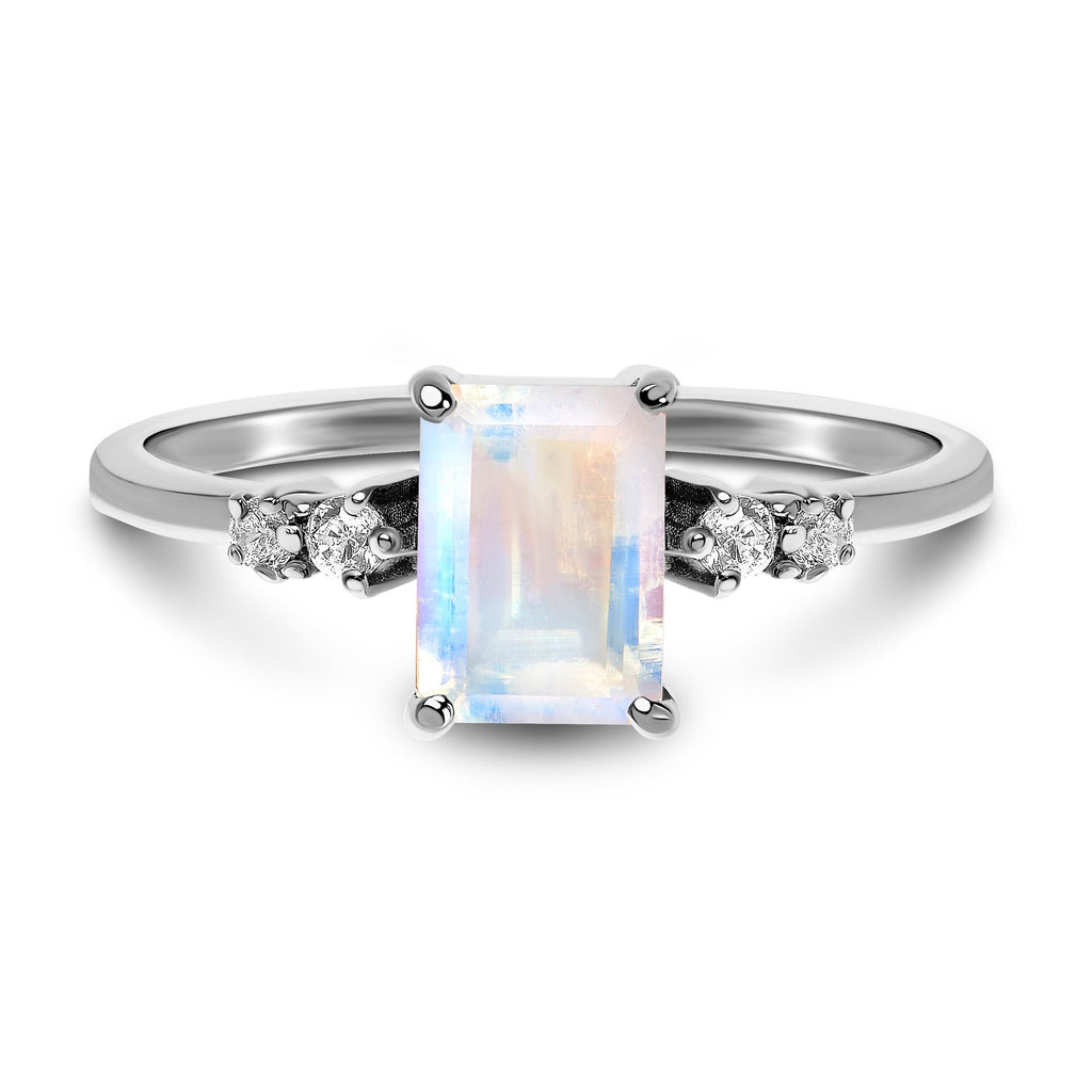 Emerald Shaped Engagement  Ring