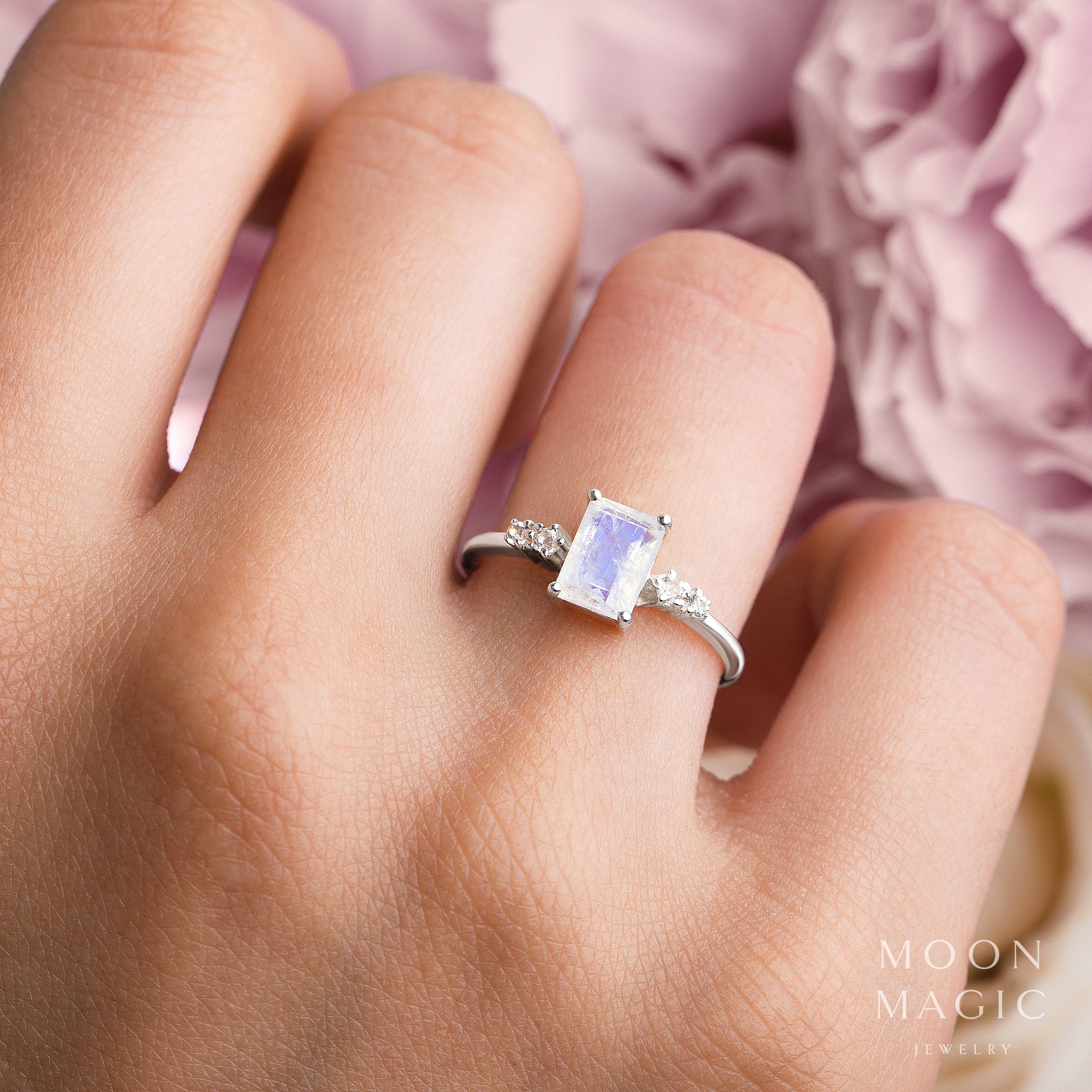 Emerald Shaped Engagement  Ring