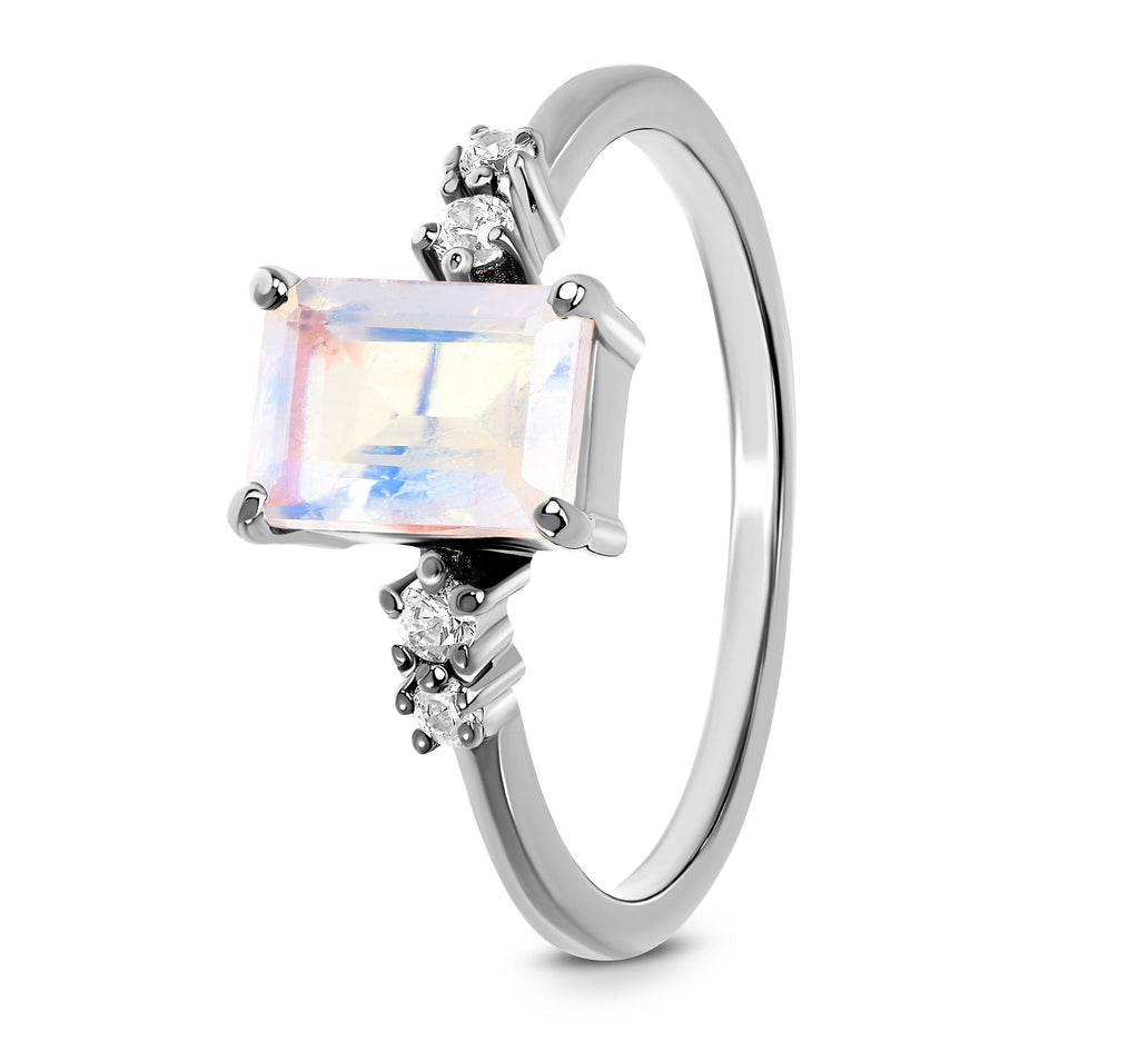 Emerald Shaped Engagement  Ring