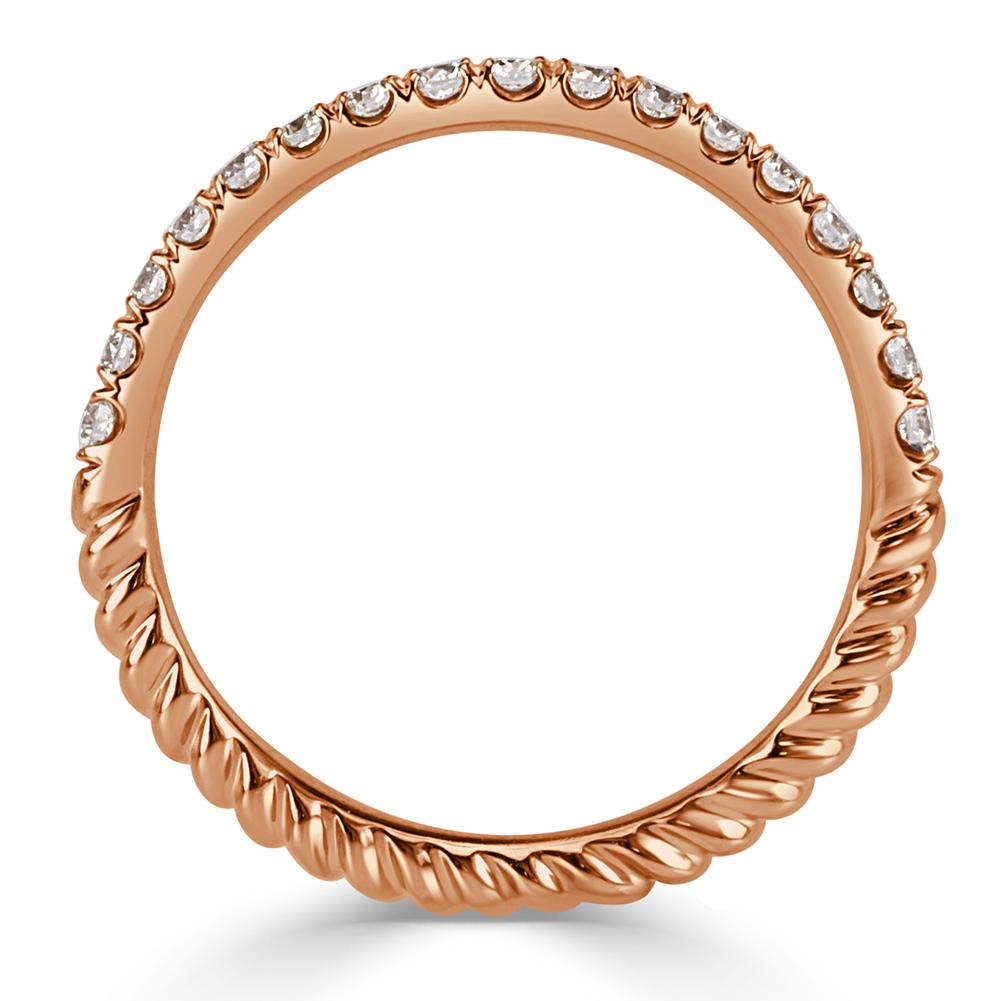 Round Brilliant Cut Diamond Twisted Rope Wedding Band