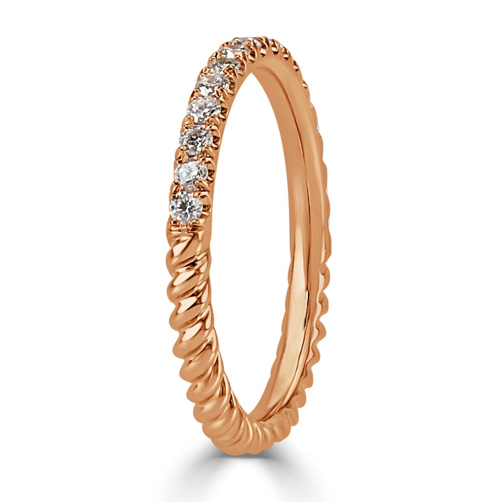 Round Brilliant Cut Diamond Twisted Rope Wedding Band