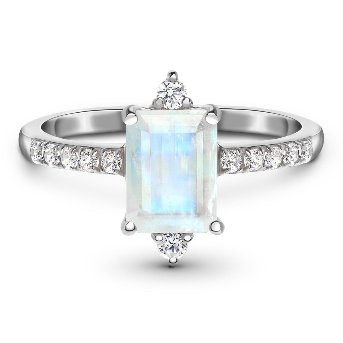 Emerald-shape White Diamond Engagement Ring