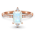 Emerald-shape White Diamond Engagement Ring