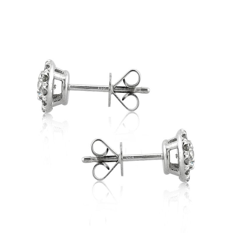 Round Brilliant Cut Diamond Halo Stud Earrings
