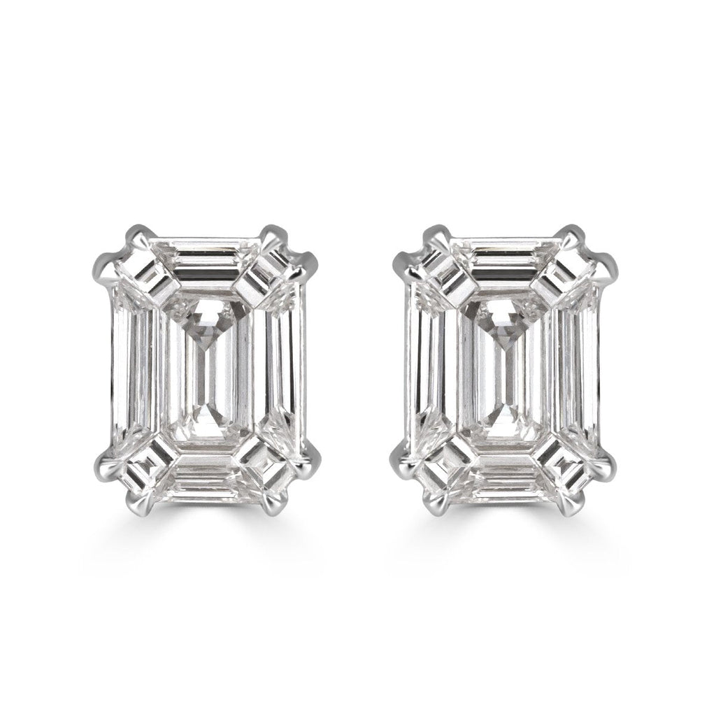 Emerald Cut Diamond Stud Earrings