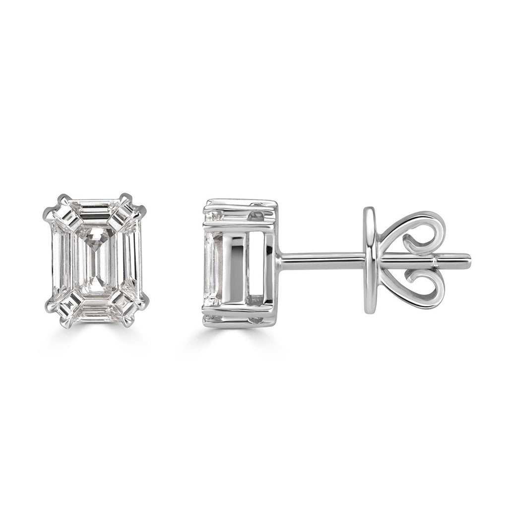 Emerald Cut Diamond Stud Earrings
