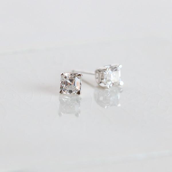 Step Cut Diamond Earrings