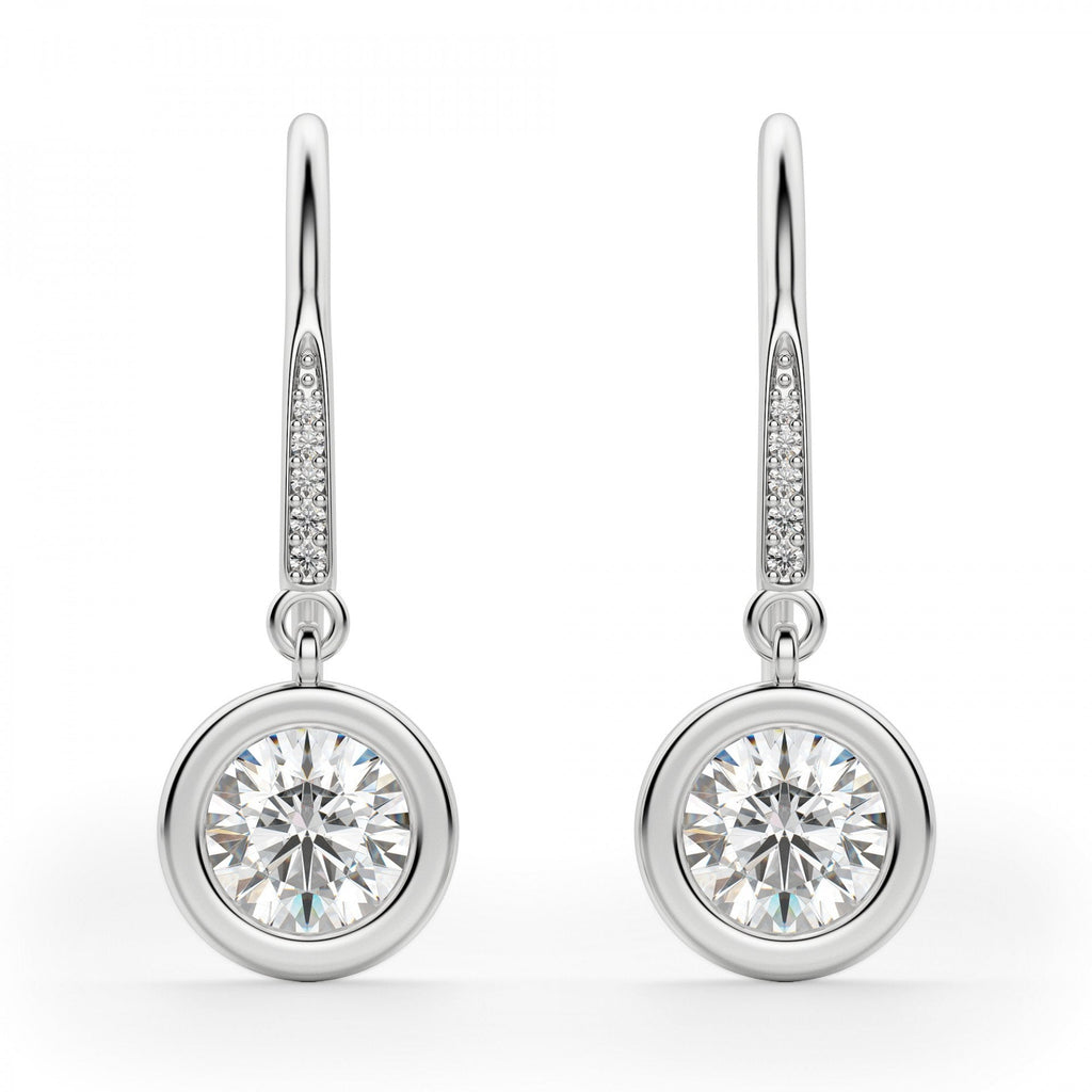 Round Cut  Diamond Drop Earrings
