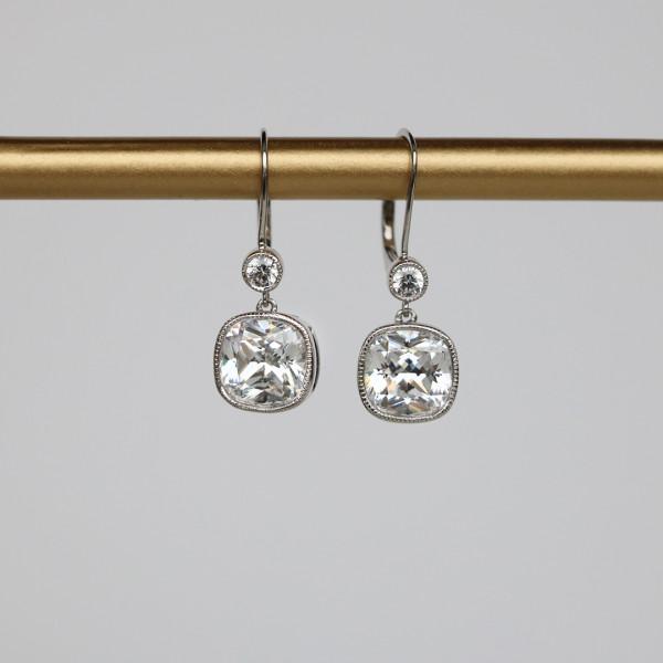 Asteria Cushion Cut Leverback Earrings