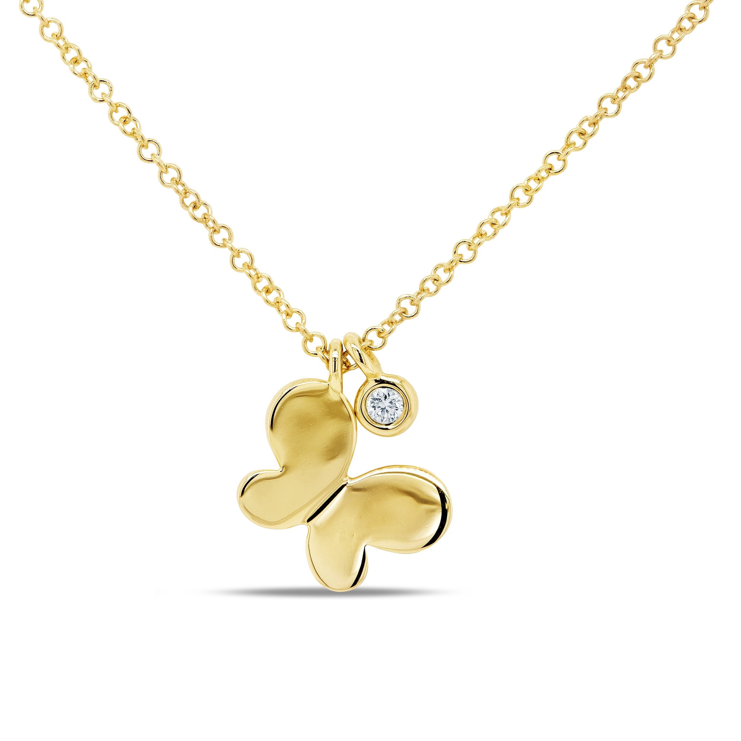 Round Cut Diamond Butterfly Pendant