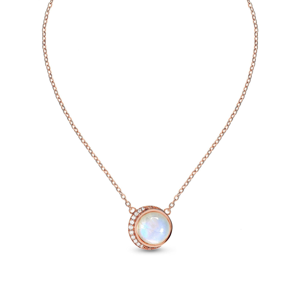 Round Shaped Diamond Moon Necklace