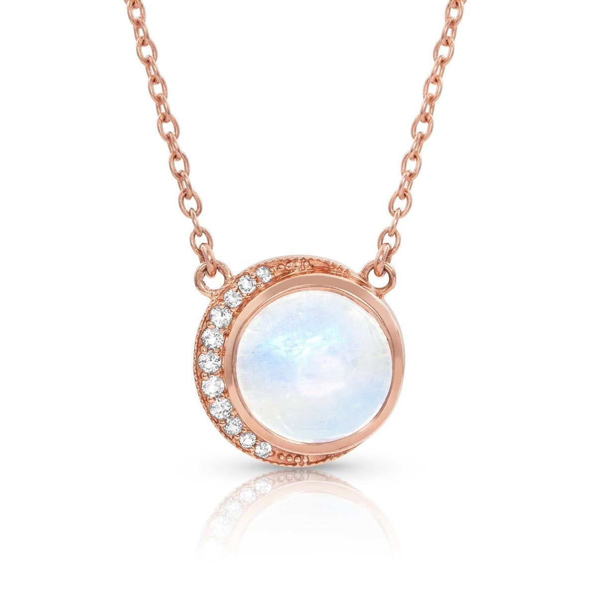 Round Shaped Diamond Moon Necklace