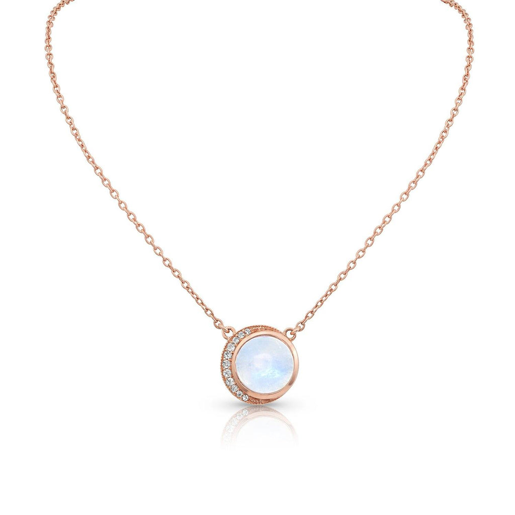 Round Shaped Diamond Moon Necklace