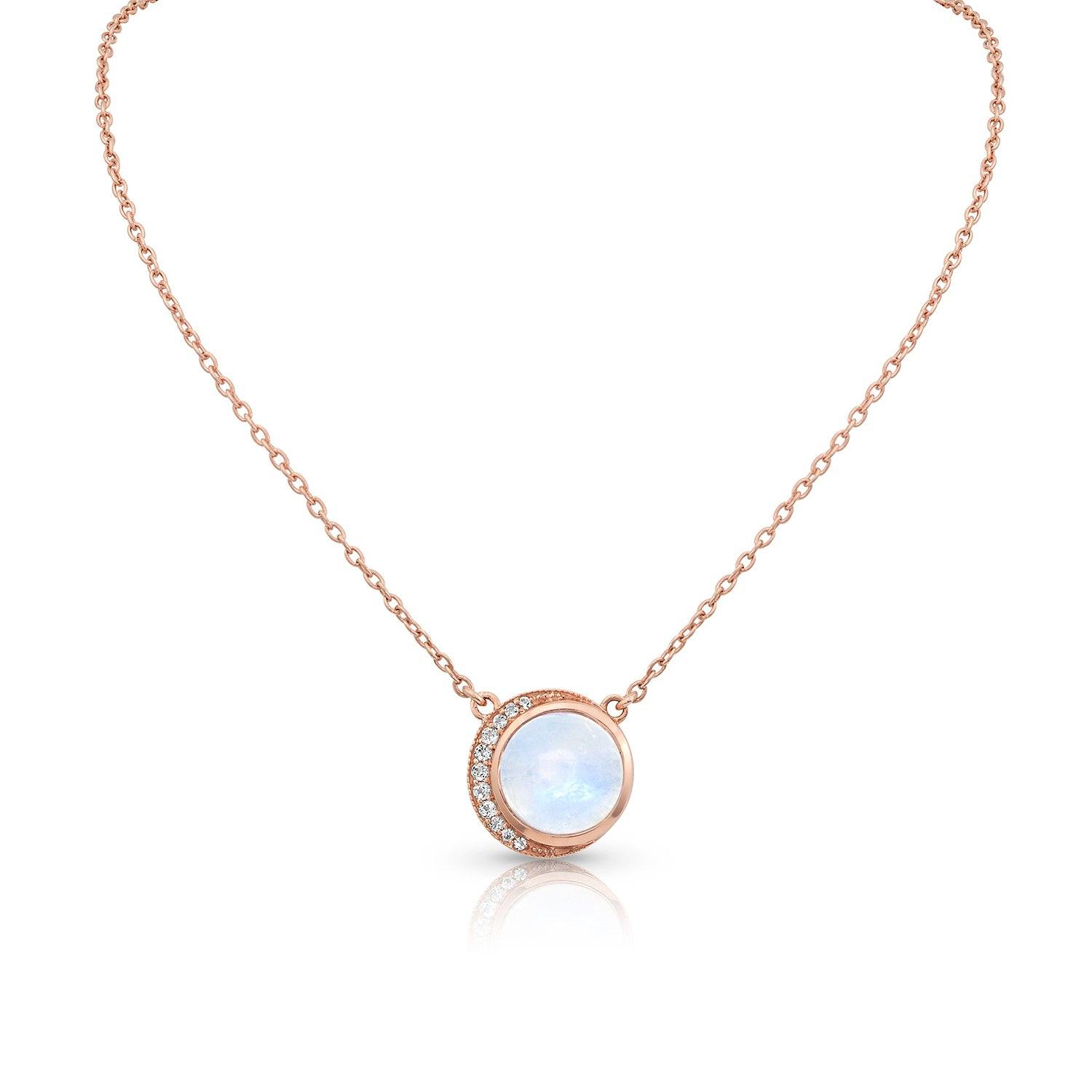 Round Shaped Diamond Moon Necklace