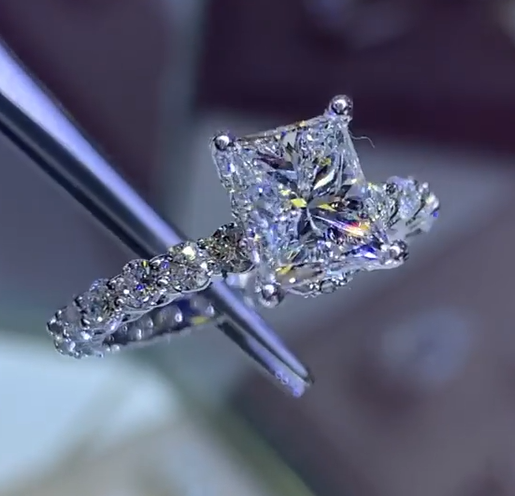 Cushion Cut CVD Diamond Engagement Promise Anniversary Ring