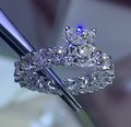Cushion Cut 3D Diamond Engagement Promise Anniversary Ring