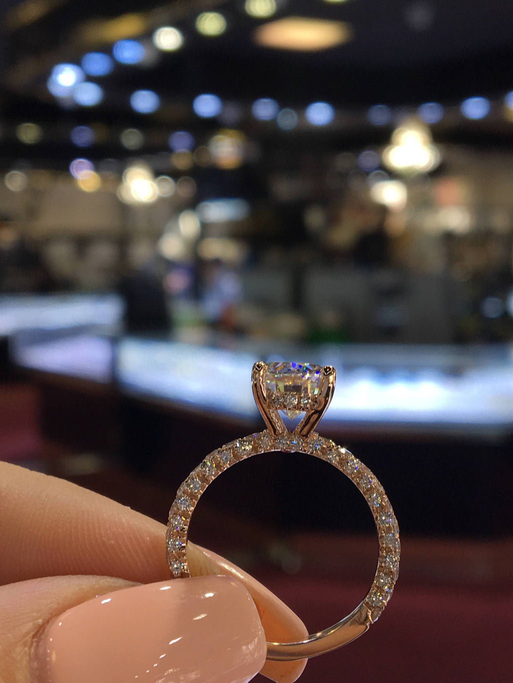 CVD Diamond Under Halo Wedding Ring