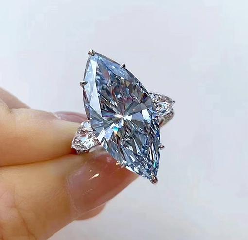 Marquise Cut Blue Diamond Engagement Ring