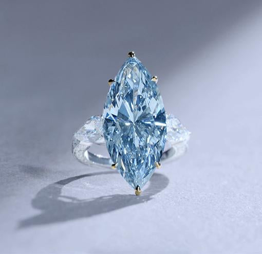 Marquise Cut Blue Diamond Engagement Ring