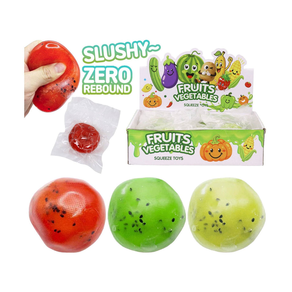 Slushy Squish! Watermelon, Green Kiwi, and Golden Kiwi Slushy Squishy Balls! (1 per order)