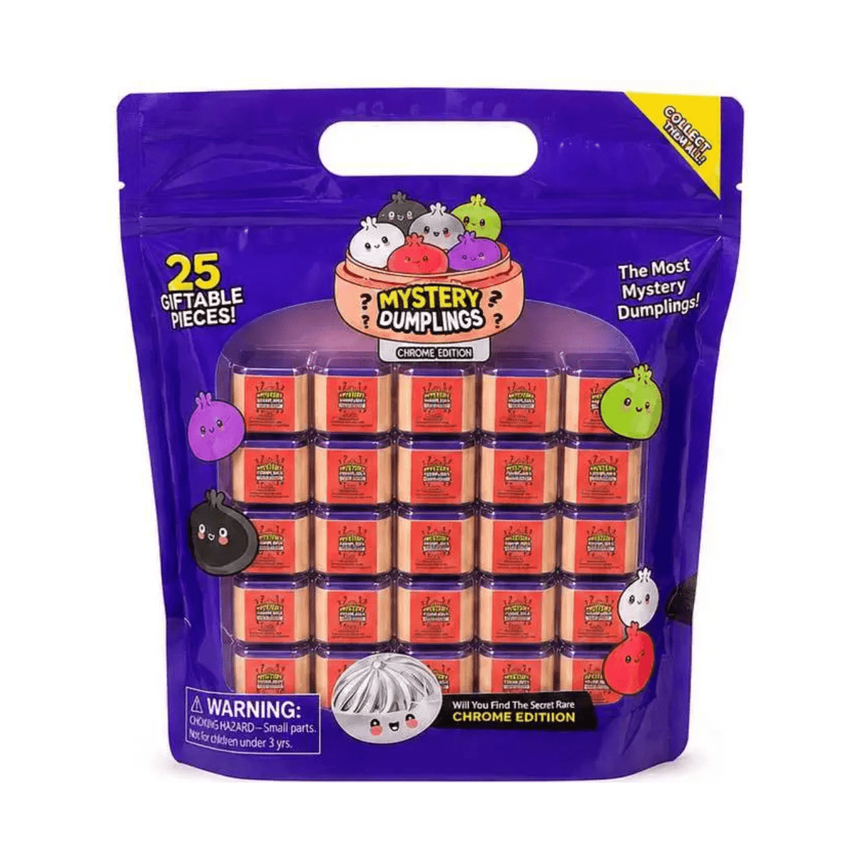 Crazy Fun Extra Mini Squishy Dumplings – Chrome Edition (Bag of 25 Mystery Packs)