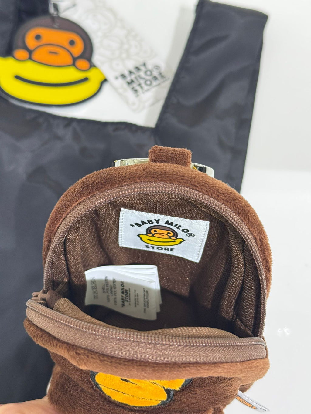 BABY MILO KEYCHAIN ECO RECYCLE TOTE BAG CRAYON STYLE GRAPHIC BLACK