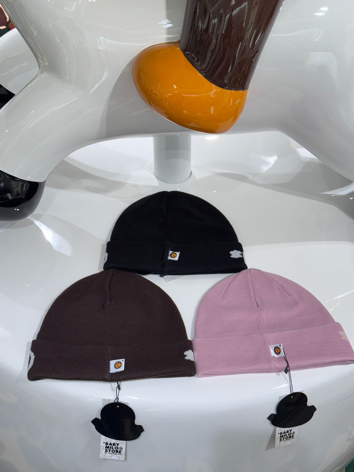 BABY MILO KNIT BEANIE - BROWN, BLACK, PINK