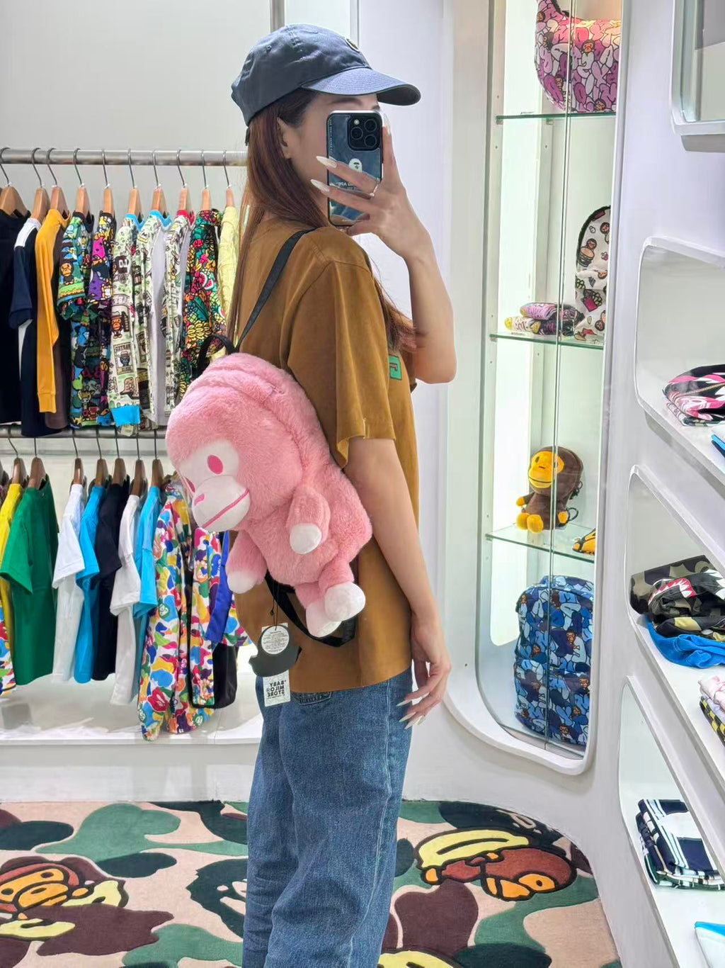 BAPE BABY MILO LARGE PLUSH BACKPACK PINK