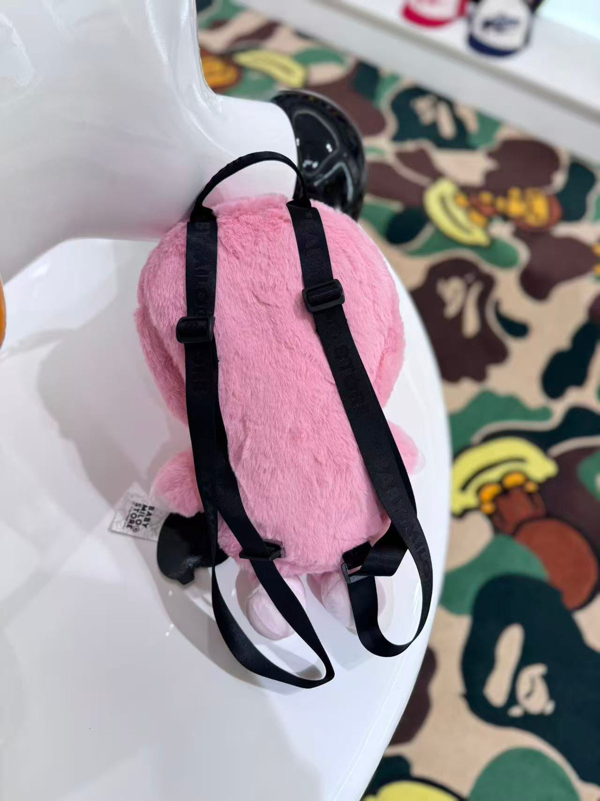 BAPE BABY MILO LARGE PLUSH BACKPACK PINK