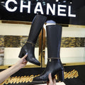 Chanel Classic Chain Detail Knee-High Boots