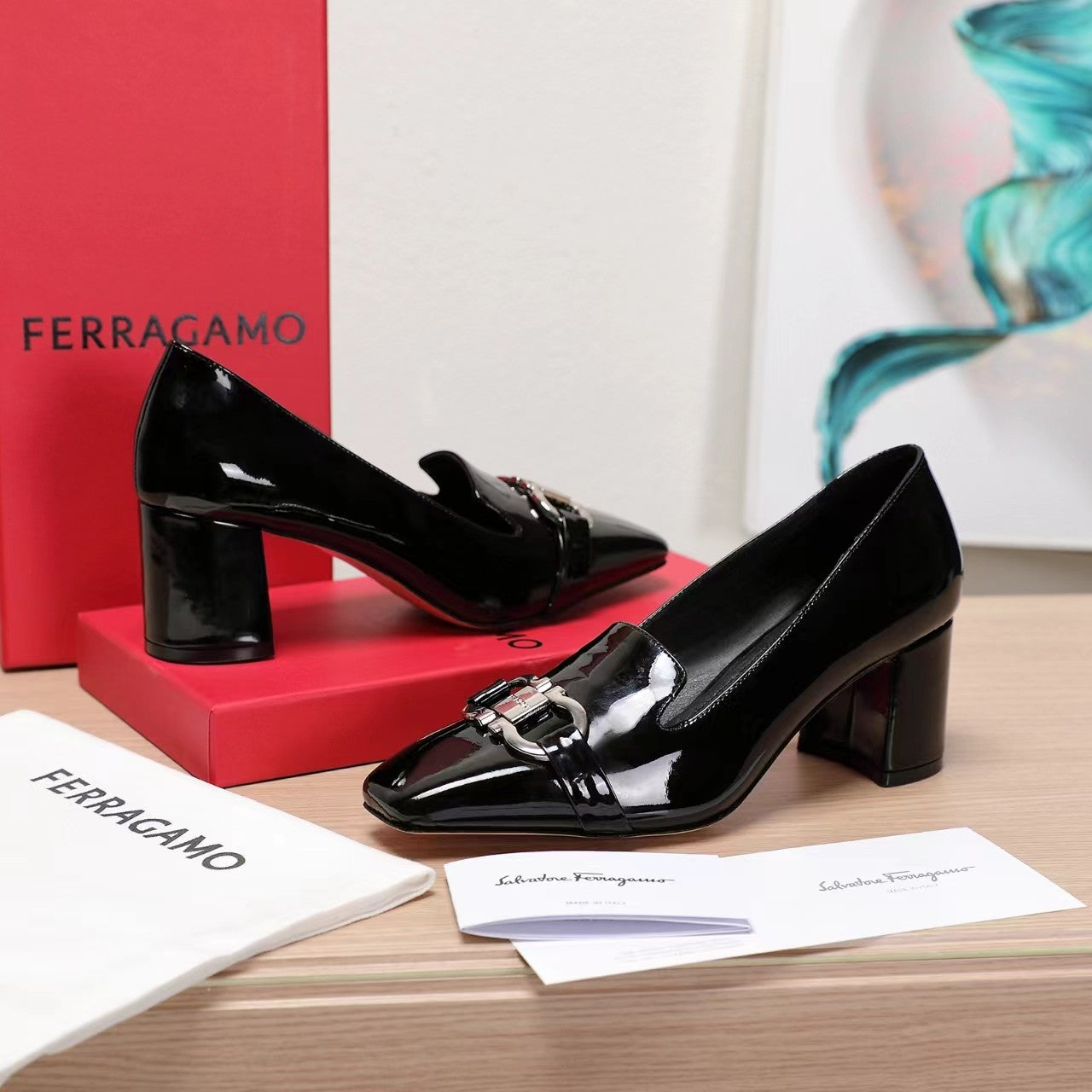 Ferragamo Classic Square Toe Pumps