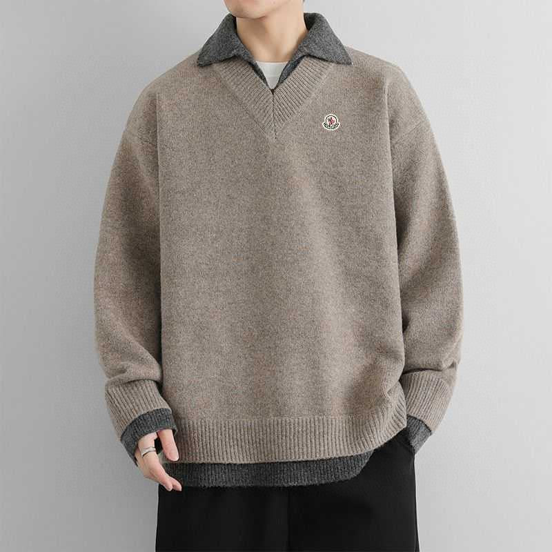 Moncler Double V-Neck Blended Knit Sweater – Spring/Autumn New Collection
