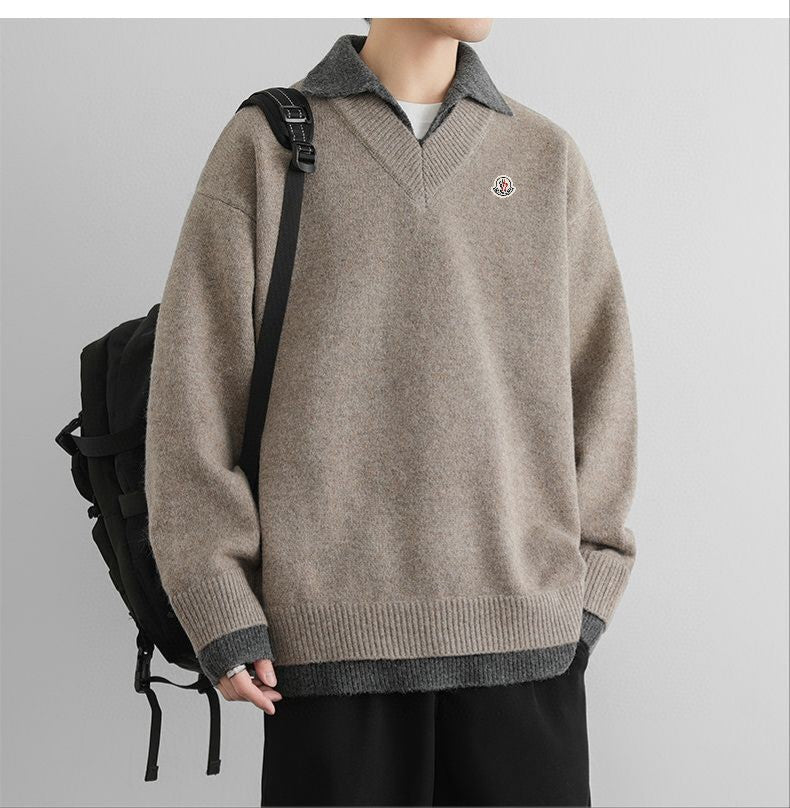 Moncler Double V-Neck Blended Knit Sweater – Spring/Autumn New Collection