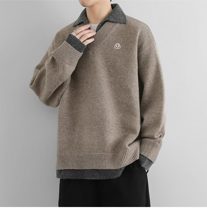 Moncler Double V-Neck Blended Knit Sweater – Spring/Autumn New Collection