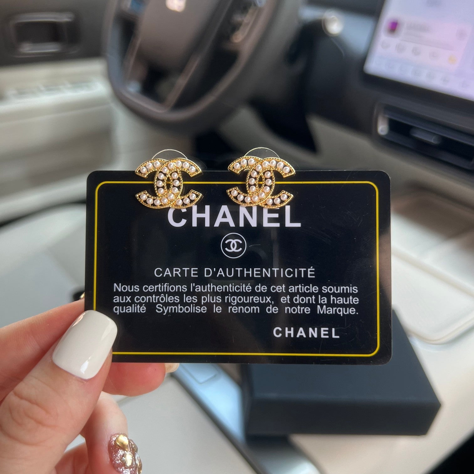 Chanel Double C Palace Style Pearl Stud Earrings