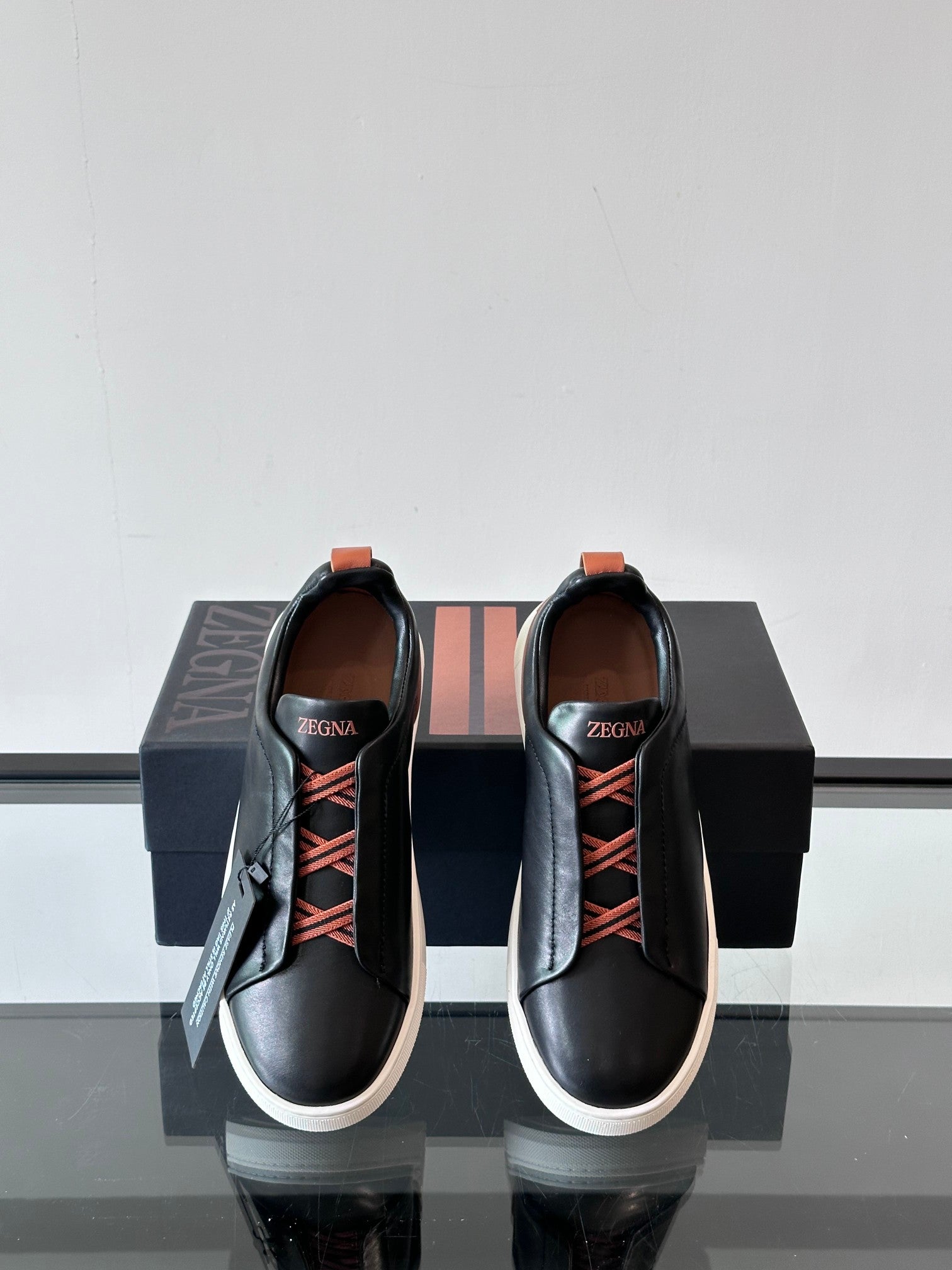 Zegna Men's Low-Top Leather Sneakers