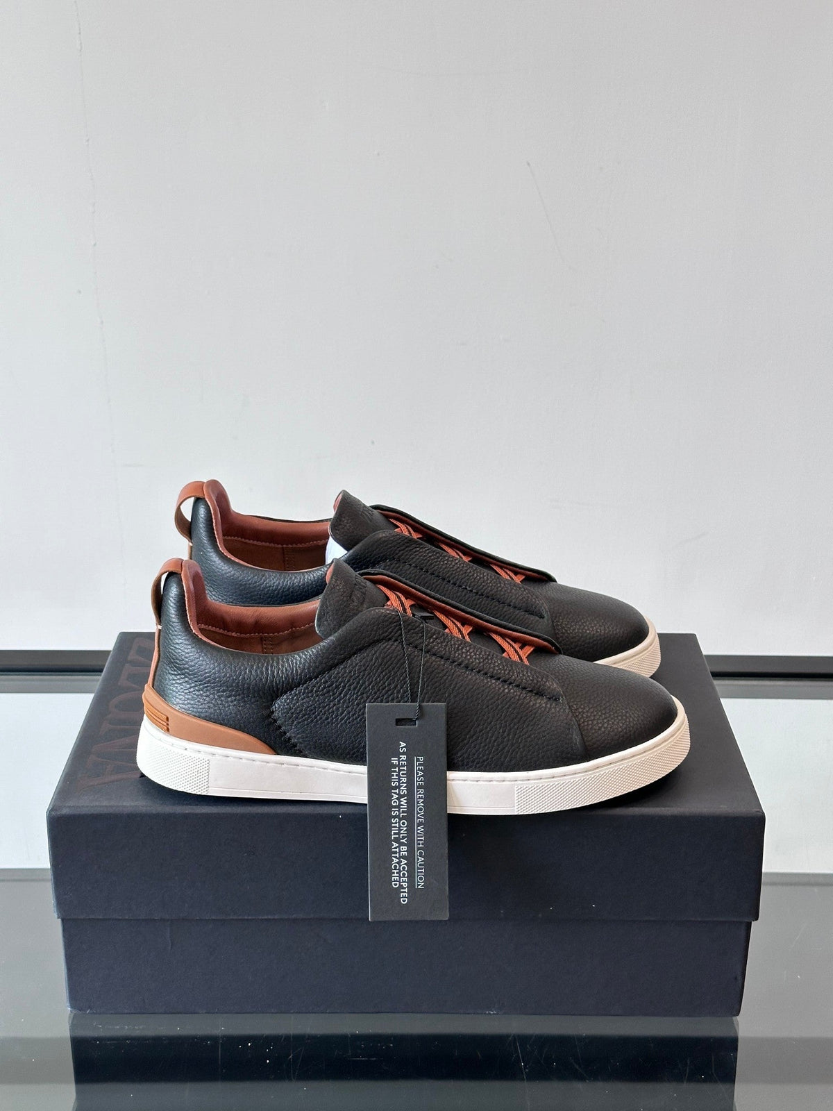 Zegna Men's Low-Top Leather Sneakers
